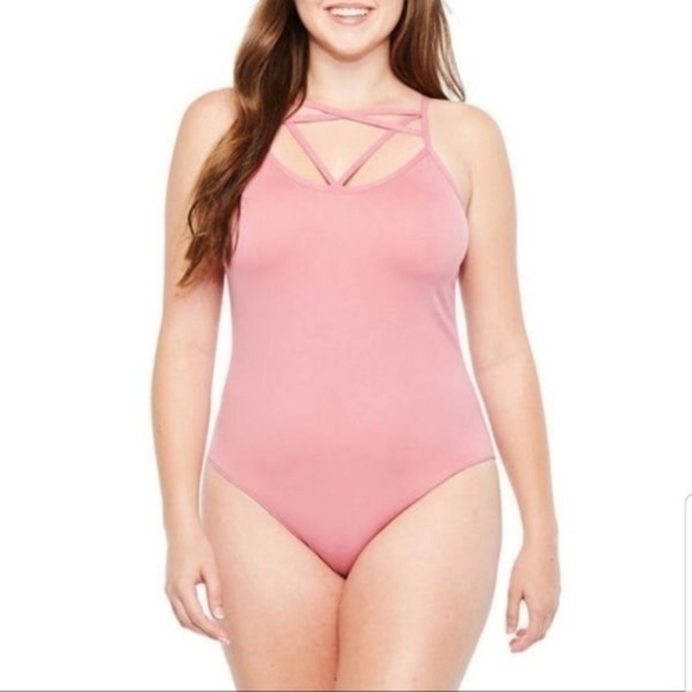 Flirtitude Rose Pose Pink Crisscross Bodysuit